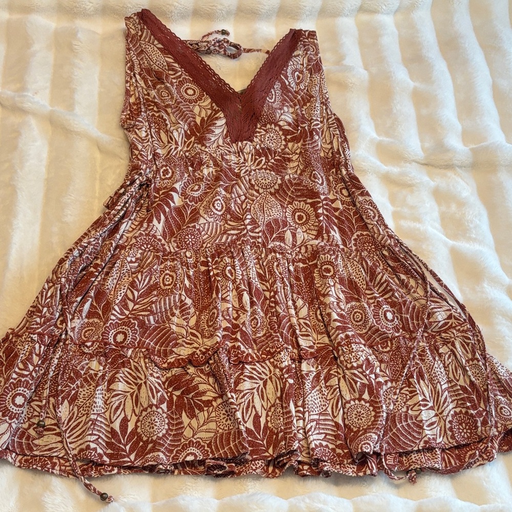 Women’s Angie Brown Cream Floral Maxi Dress NWT NEW
